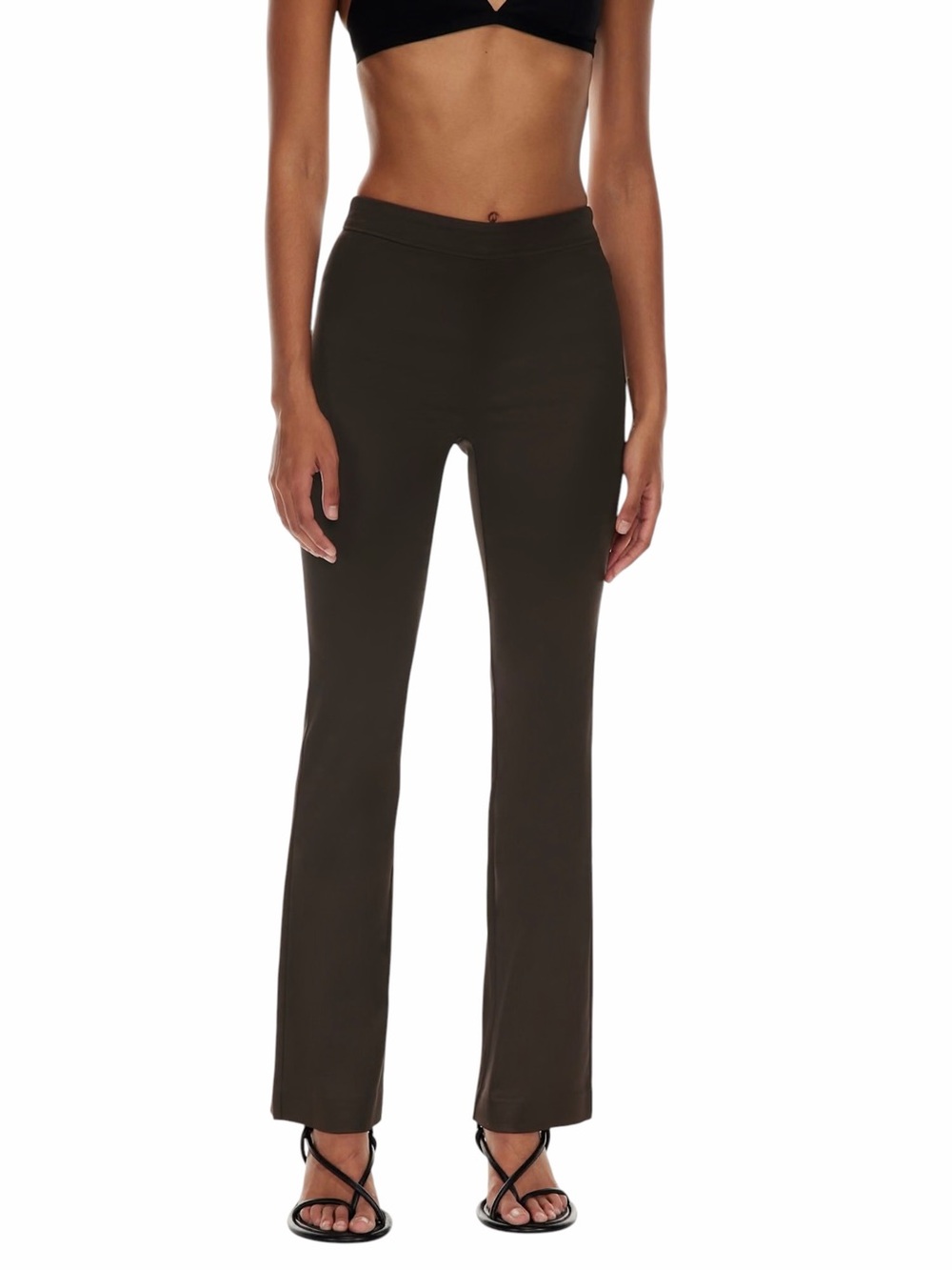 Aritzia Ten by Babaton Sundance High-Rise Flared Satin Pants Brown Sz 2 NWT